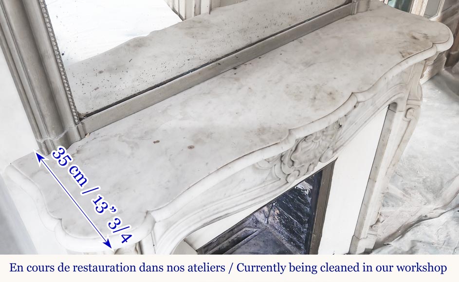 Cheminée de style Louis XV en marbre de Carrare Cheminée de style Louis XV en marbre de Carrare-10