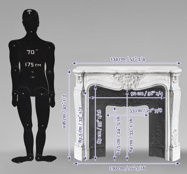 Cheminée de style Louis XV en marbre de Carrare Cheminée de style Louis XV en marbre de Carrare-11