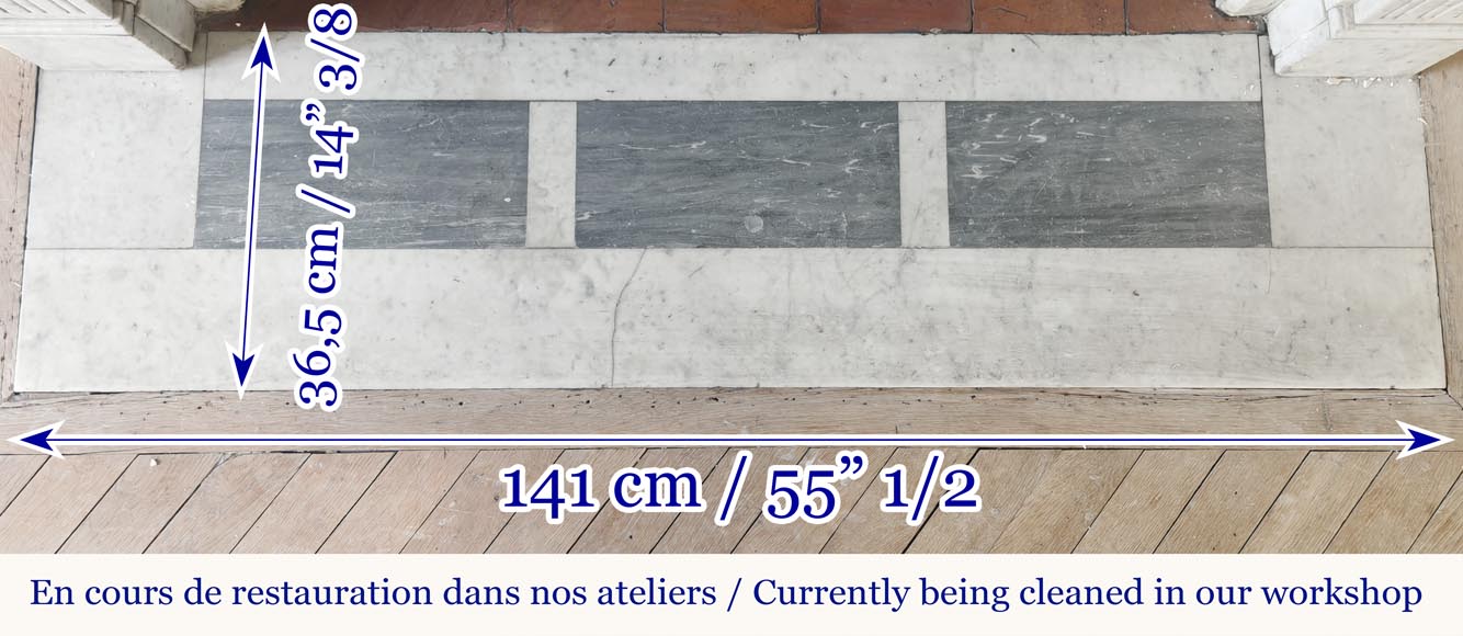 Cheminée de style Louis XVI à cannelure, en marbre de Carrare Cheminée de style Louis XVI à cannelure, en marbre de Carrare-8