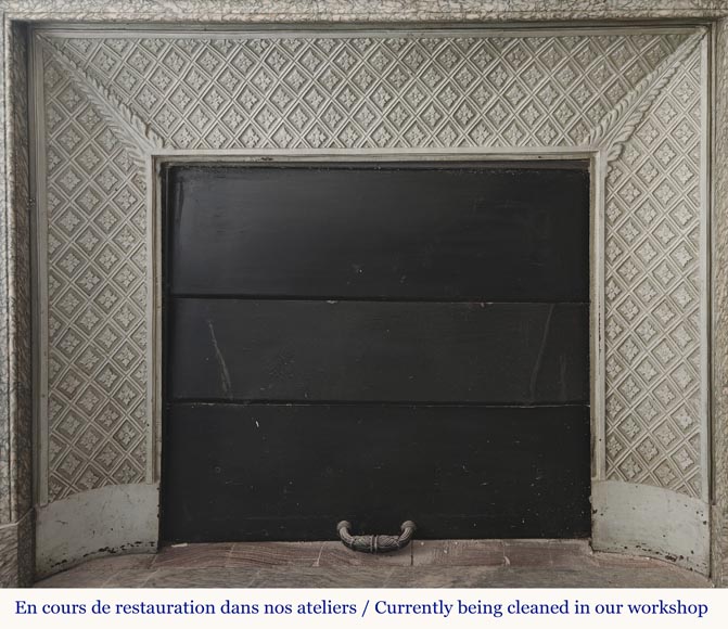 Cheminée de style Napoléon III à decor floral, en marbre vert d'Estours Cheminée de style Napoléon III à decor floral, en marbre vert d'Estours-10