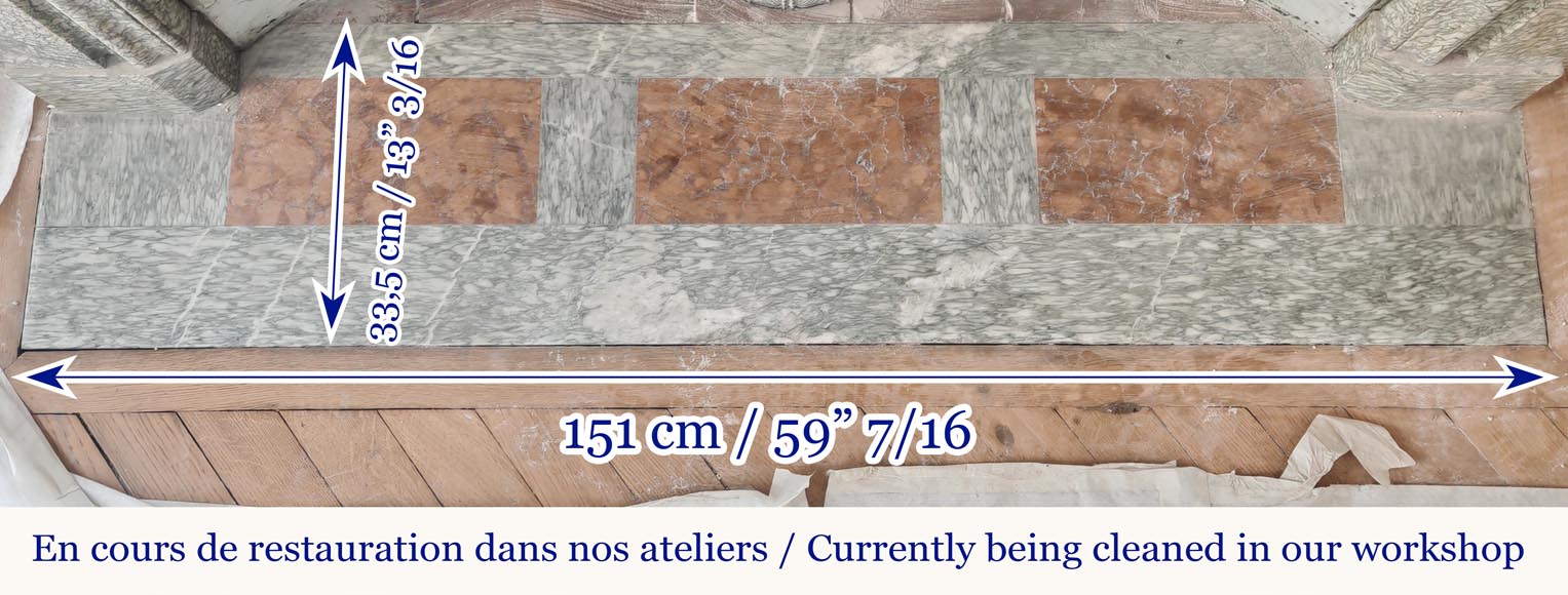 Cheminée de style Napoléon III à decor floral, en marbre vert d'Estours Cheminée de style Napoléon III à decor floral, en marbre vert d'Estours-11