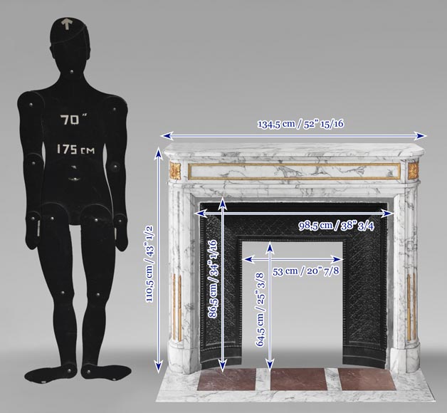 Cheminée de style Louis XVI en marbre Arabescato, à décor de bronze Cheminée de style Louis XVI en marbre Arabescato, à décor de bronze-11