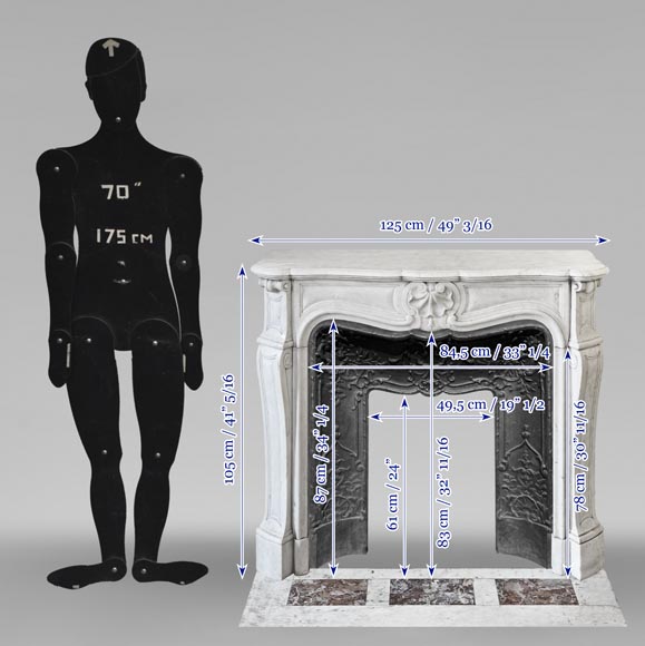 Cheminée de style Louis XV en marbre de Carrare Cheminée de style Louis XV en marbre de Carrare-10