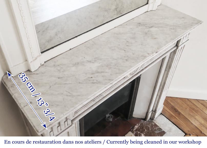 Cheminée de style Louis XVI ornée d'un tournesol, en marbre de Carrare Cheminée de style Louis XVI ornée d'un tournesol, en marbre de Carrare-9