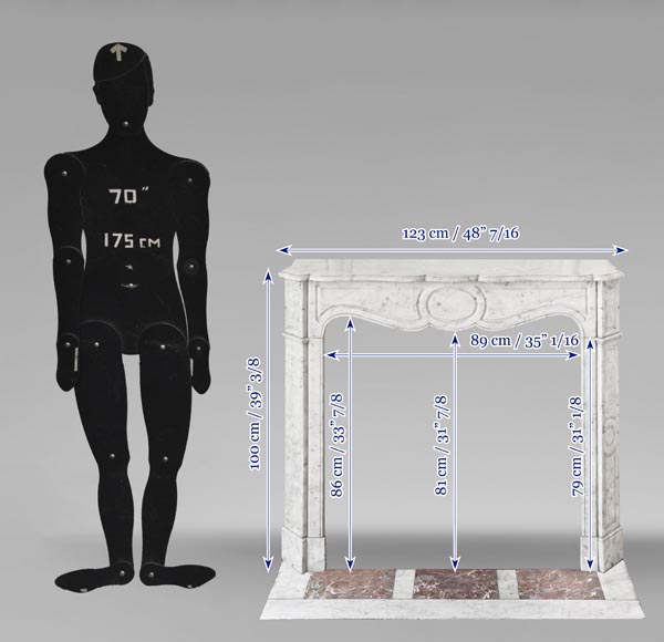 Cheminée de style Louis XV modèle Pompadour en marbre de Carrare Cheminée de style Louis XV modèle Pompadour en marbre de Carrare-10