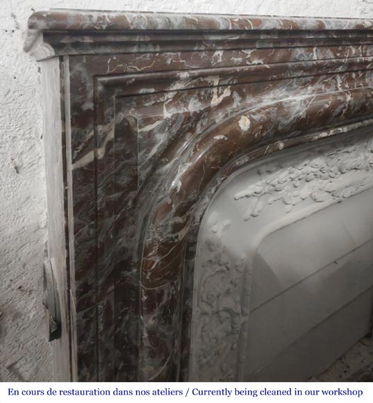 Cheminée de style Louis XIV à boudin, en marbre Rouge Royal Cheminée de style Louis XIV à boudin, en marbre Rouge Royal-3