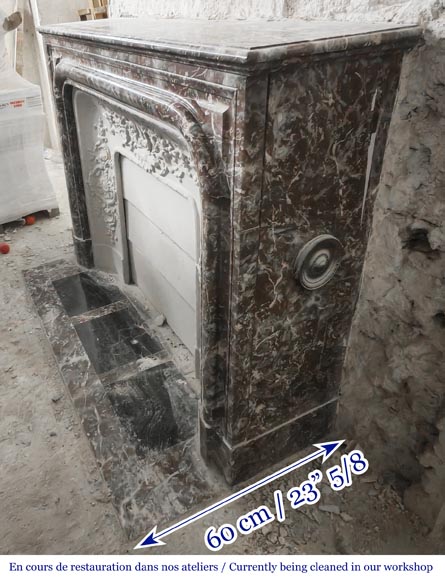 Cheminée de style Louis XIV à boudin, en marbre Rouge Royal Cheminée de style Louis XIV à boudin, en marbre Rouge Royal-5