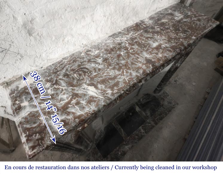 Cheminée de style Louis XIV à boudin, en marbre Rouge Royal Cheminée de style Louis XIV à boudin, en marbre Rouge Royal-10