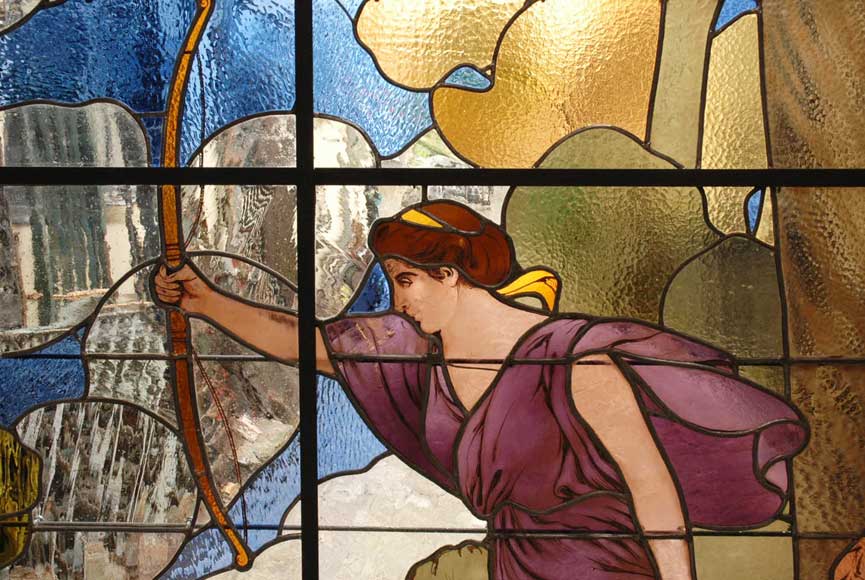 Vitrail de Thomas de 1915, représentant Diane Chasseresse Vitrail de Thomas de 1915, représentant Diane Chasseresse-4