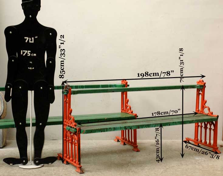 Paire de bancs néo-gothiques de 1860 Paire de bancs néo-gothiques de 1860-6