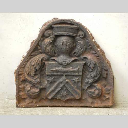 Plaque de cheminée ancienne aux armes de la famille Brétel de Grémonville