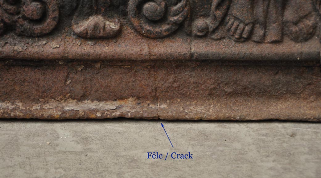 Grande plaque de cheminée ancienne à décor janséniste Grande plaque de cheminée ancienne à décor janséniste-10