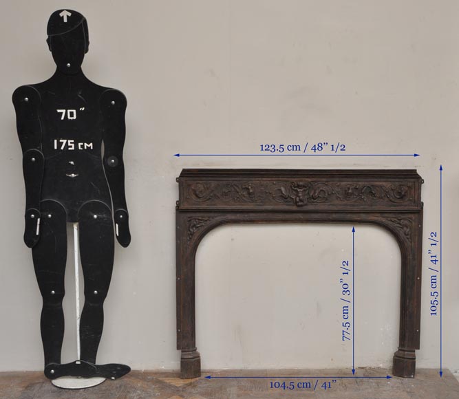 Intérieur de cheminée en fonte de style Napoléon III a décor de grotesques et de chimères Intérieur de cheminée en fonte de style Napoléon III a décor de grotesques et de chimères-12