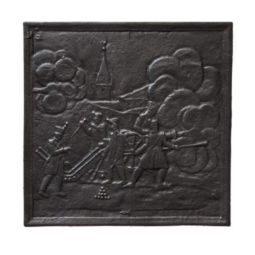Plaque de cheminée à décor de soldats napoléoniens au combat
