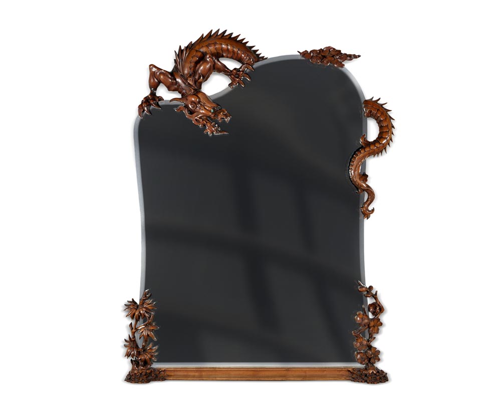 Maison des Bambous de Perret et Vibert (attribué à) - Grand miroir au dragon-0