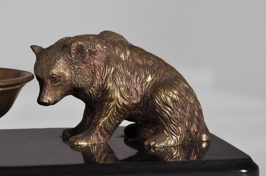 Nikolai Iwanowitsch Lieberich (modèle de) pour la Fonderie Woerffel à Saint-Pétersbourg - Nécessaire à écrire aux ours en bronze et marbre noir-6