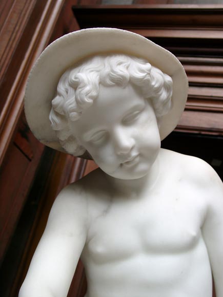 « LE PETIT PECHEUR » Sculpture en marbre de Charles JANSON exposée au Salon de 1859.   -1