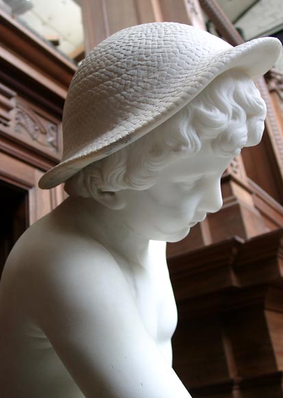 « LE PETIT PECHEUR » Sculpture en marbre de Charles JANSON exposée au Salon de 1859.   -2