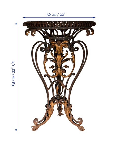 Brasero de style Louis XV en fer forgé doré à l'huile-7