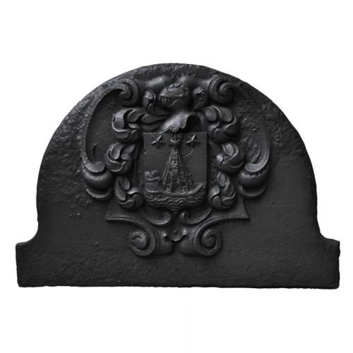 Belle plaque de cheminée cintrée aux Armes de la ville de Paris