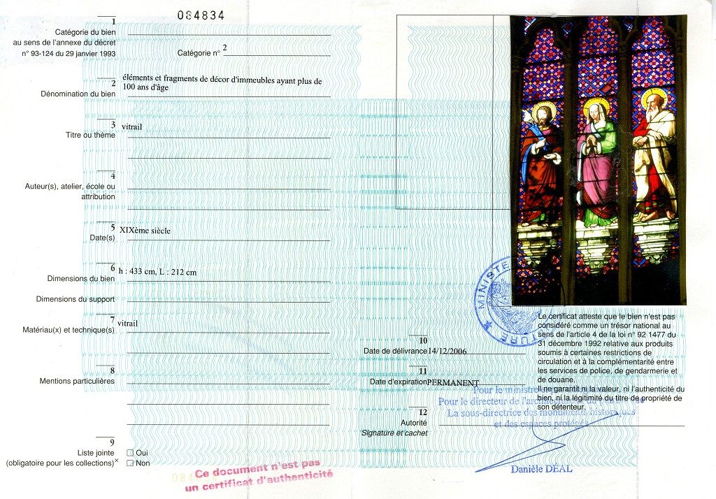 Certificat d'exportation