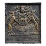 Superbe plaque de cheminée aux armes de Jean Bouhier de Savigny, première moitié du XVIIIè siècle