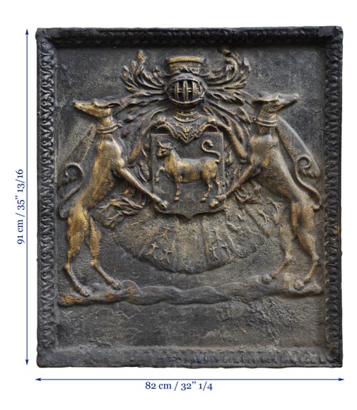 Superbe plaque de cheminée aux armes de Jean Bouhier de Savigny, première moitié du XVIIIè siècle-11