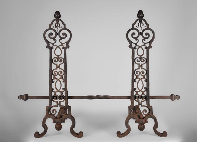 Chenets de cheminée en fer forgé – paire ancienne - Décoration