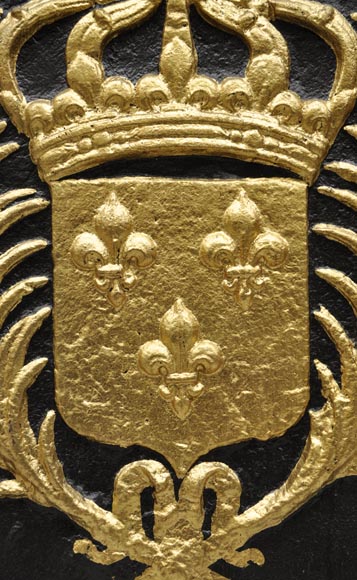 Grande plaque de cheminée aux Armes de France dorée à la feuille-3