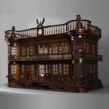Rare cage à oiseaux ancienne en forme de château miniature, fin du XIXè siècle