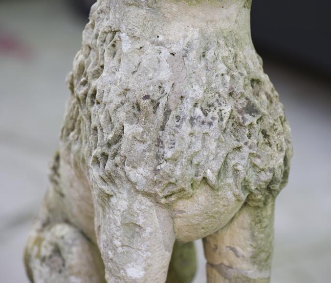 Lion, statue ancienne de jardin en pierre du XVIIè siècle-3