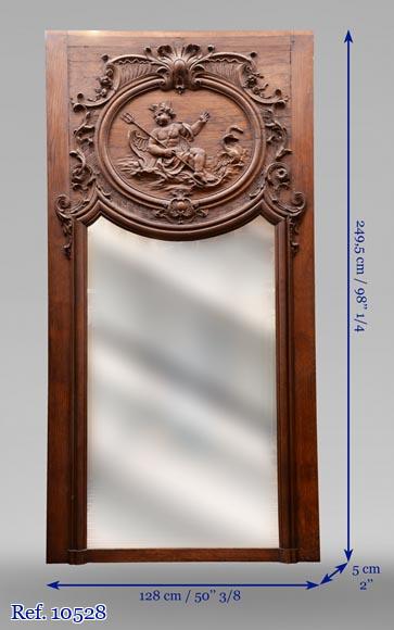 Trumeau en bois de style Louis XV figurant Poséidon, fin du XIXe siècle-9