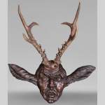 STEINER Hermann (1878-1963) masque de faune en bois sculpté et bois de cerf