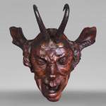 STEINER Hermann (1878-1963) masque de faune en bois sculpté et cornes de bouquetin