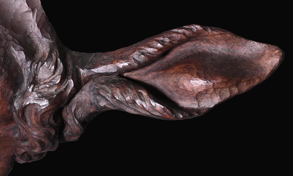 STEINER Hermann (1878-1963) masque de faune en bois sculpté et cornes de bouquetin-4