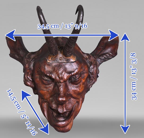 STEINER Hermann (1878-1963) masque de faune en bois sculpté et cornes de bouquetin-8