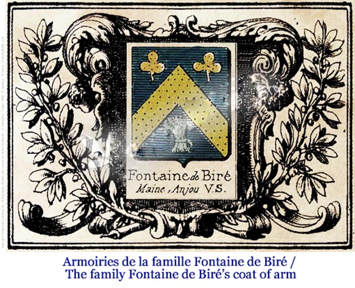 Plaque de cheminée ancienne du XVIIIè siècle aux armes de la famille Fontaine de Biré-7