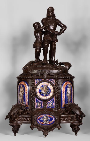 Plaque de cheminée en fonte de fer Décorde blason couronné XIX siècle Doré