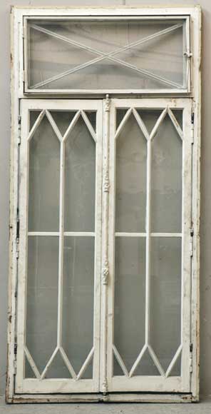 Fenêtre vitrée en bois d'époque Restauration -0