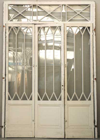 Portes vitrées en bois d'époque Restauration-0