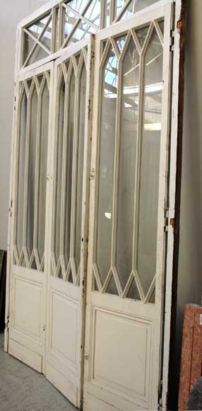 Portes vitrées en bois d'époque Restauration-4