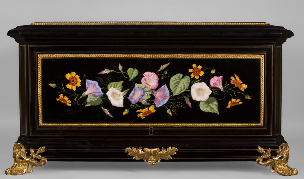 Julien-Nicolas RIVART (1802-1867) - Exceptionnel coffre à bijoux à décor de marqueterie de porcelaine provenant de la collection d’Elsa Schiaparelli-2