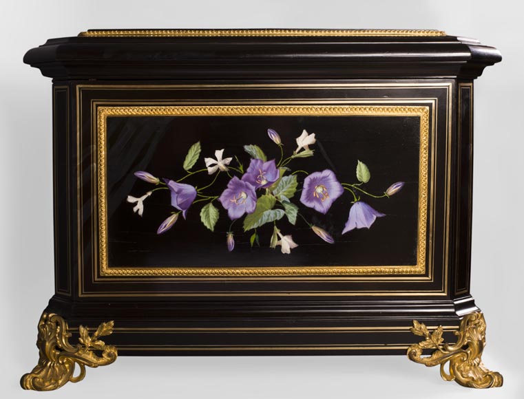 Julien-Nicolas RIVART (1802-1867) - Exceptionnel coffre à bijoux à décor de marqueterie de porcelaine provenant de la collection d’Elsa Schiaparelli-4