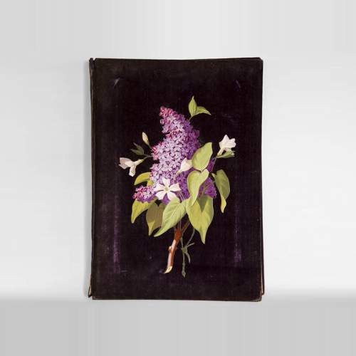 Julien-Nicolas RIVART (1802-1867) - Porte-document en velours mauve à décor de marqueterie de porcelaine