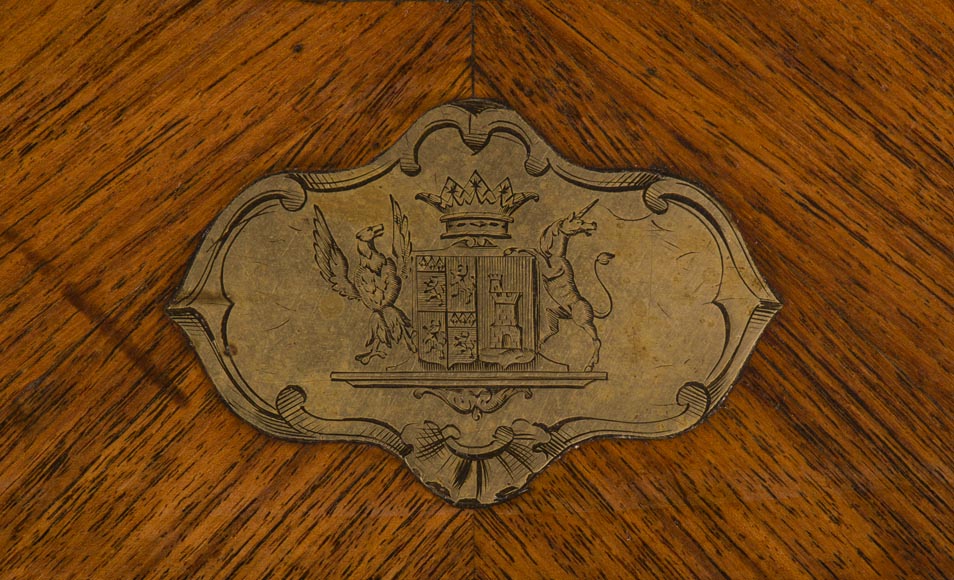 Julien-Nicolas RIVART (1802-1867) - Élégante table à ouvrage armoriée à décoration de marqueterie de porcelaine-4