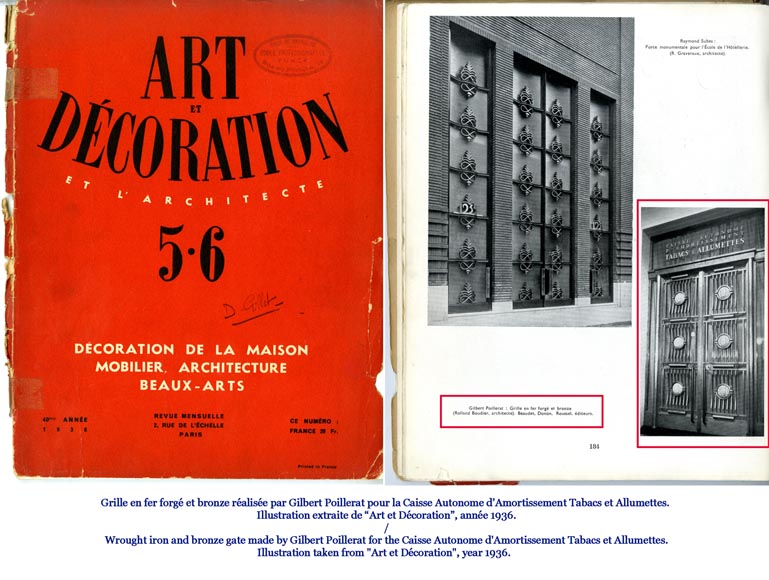 POILLERAT Gilbert - Paire de portes et garde-corps Art Déco en fer forgé et bronze, 1936-17