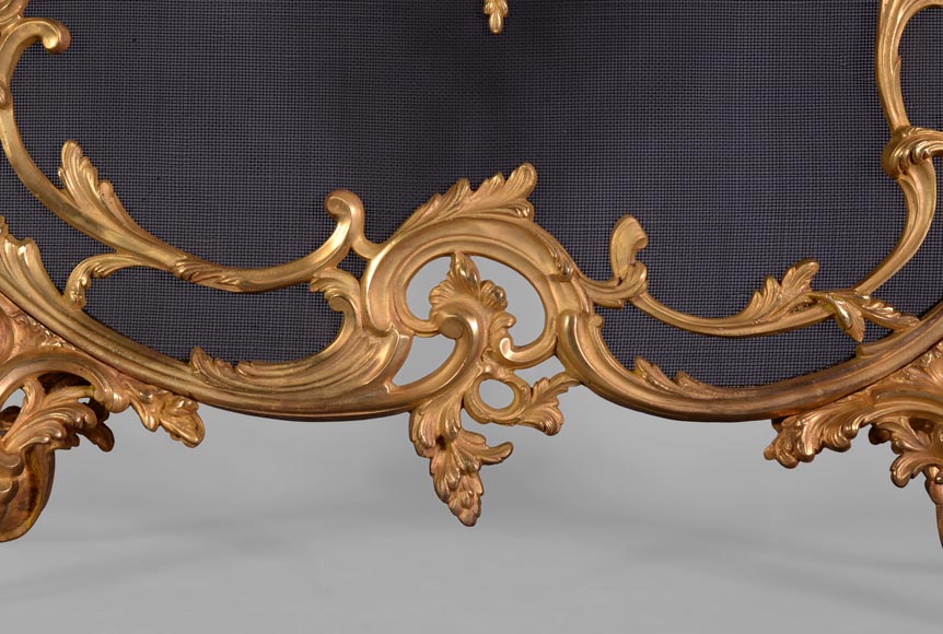 Pare-étincelles ancien de style Louis XV à décor de cornes d'abondance-5