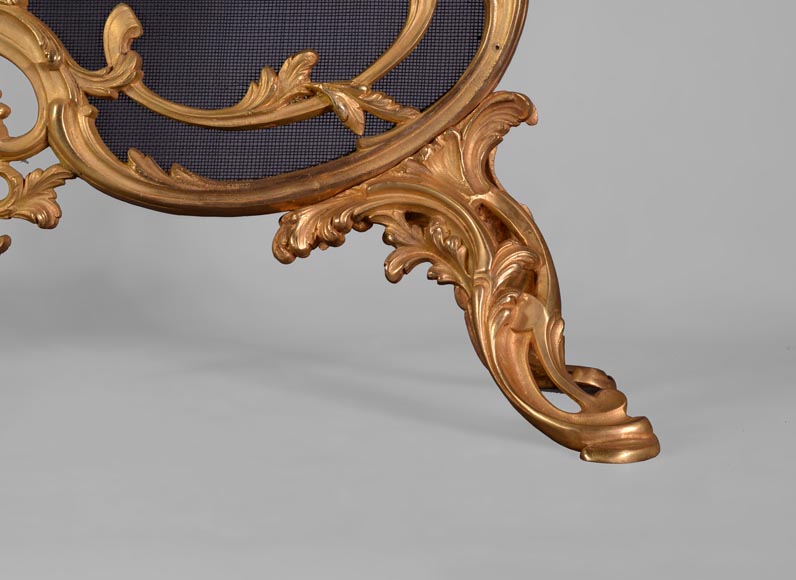 Pare-étincelles ancien de style Louis XV à décor de cornes d'abondance-6