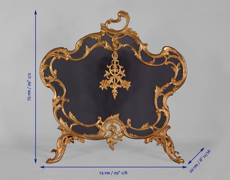 Pare-étincelles ancien de style Louis XV à décor de cornes d'abondance-8