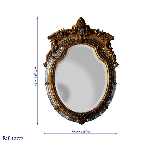 Beau miroir ancien à parecloses de style Napoléon III à décor de putti-5